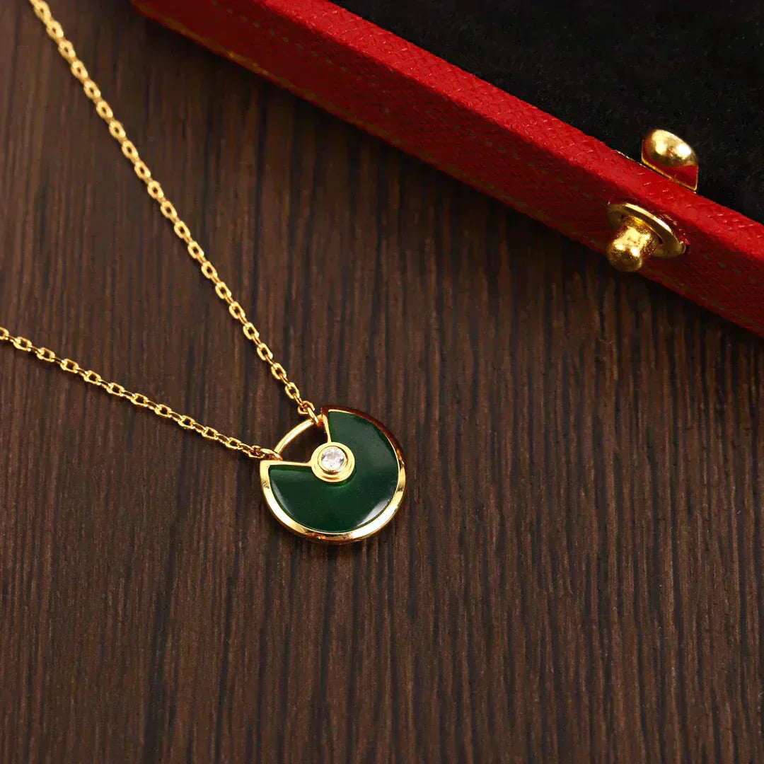 [Echo Fine ]AMULETTE GOLD MALACHITE NECKLACE