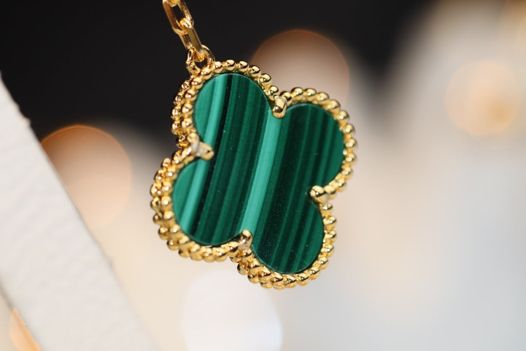 [Echo Fine ]CLOVER EARRINGS GOLD MALACHITE DIAMOND 3 MOTIF