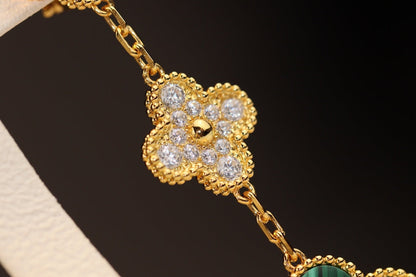 [Echo Fine ]CLOVER EARRINGS GOLD MALACHITE DIAMOND 3 MOTIF