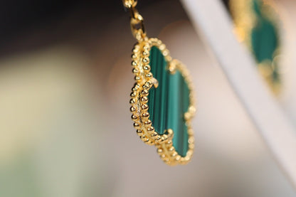 [Echo Fine ]CLOVER EARRINGS GOLD MALACHITE DIAMOND 3 MOTIF