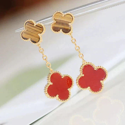 [Echo Fine ]CLOVER  2 MOTIF  TIGER EYE CARNELIAN EARRINGS