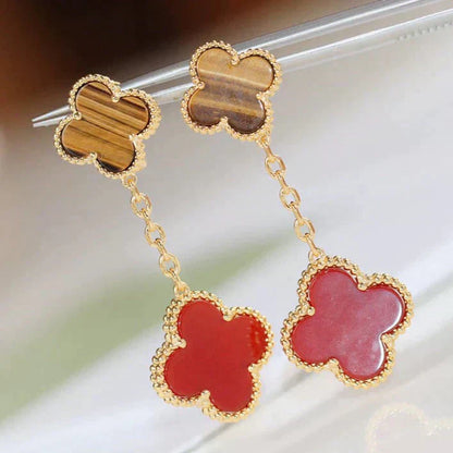 [Echo Fine ]CLOVER  2 MOTIF  TIGER EYE CARNELIAN EARRINGS