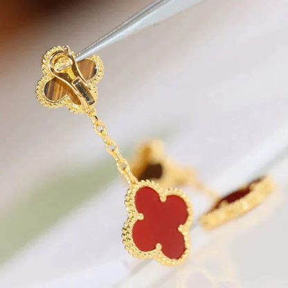 [Echo Fine ]CLOVER  2 MOTIF  TIGER EYE CARNELIAN EARRINGS