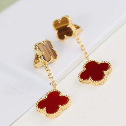 [Echo Fine ]CLOVER  2 MOTIF  TIGER EYE CARNELIAN EARRINGS