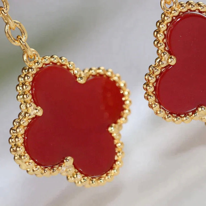 [Echo Fine ]CLOVER  2 MOTIF  TIGER EYE CARNELIAN EARRINGS
