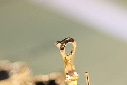 [Echo Fine ]CLOVER EARRINGS GOLD ONYX MOP 3 MOTIF
