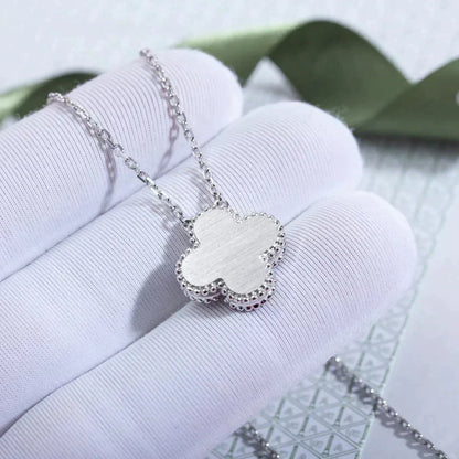 [Echo Fine ]CLOVER  15MM DIAMOND LASER NECKLACE SILVER