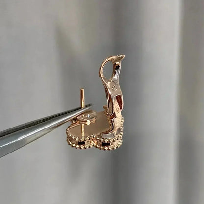 [Echo Fine ]CLOVER MEDIUM 1 MOTIFS  PINK MOP DIAMOND EARRINGS