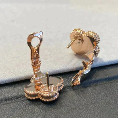 [Echo Fine ]CLOVER MEDIUM 1 MOTIFS GRAY MOP  DIAMOND EARRINGS