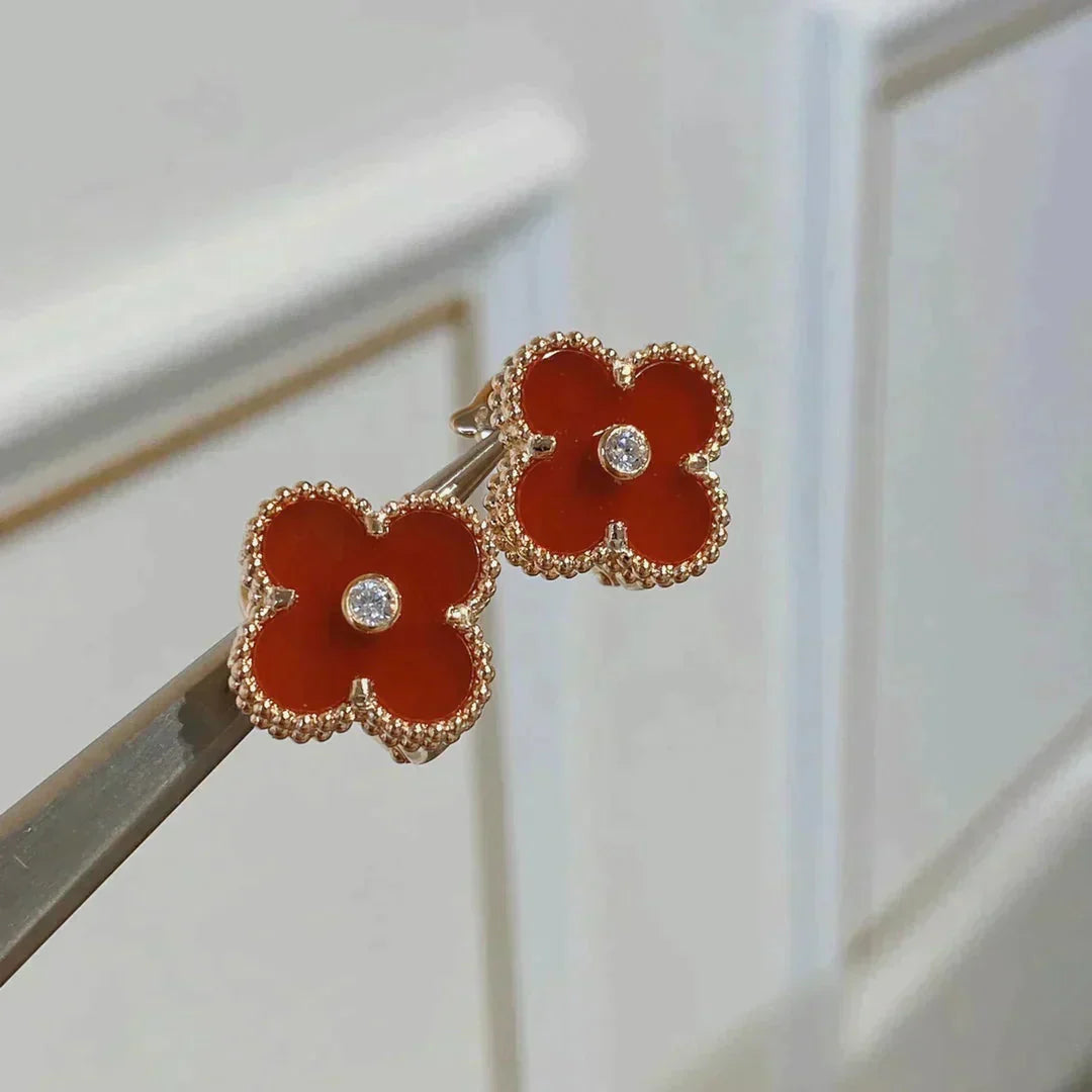 [Echo Fine ]CLOVER MEDIUM 1 MOTIFS CARNELIAN  DIAMOND earrings