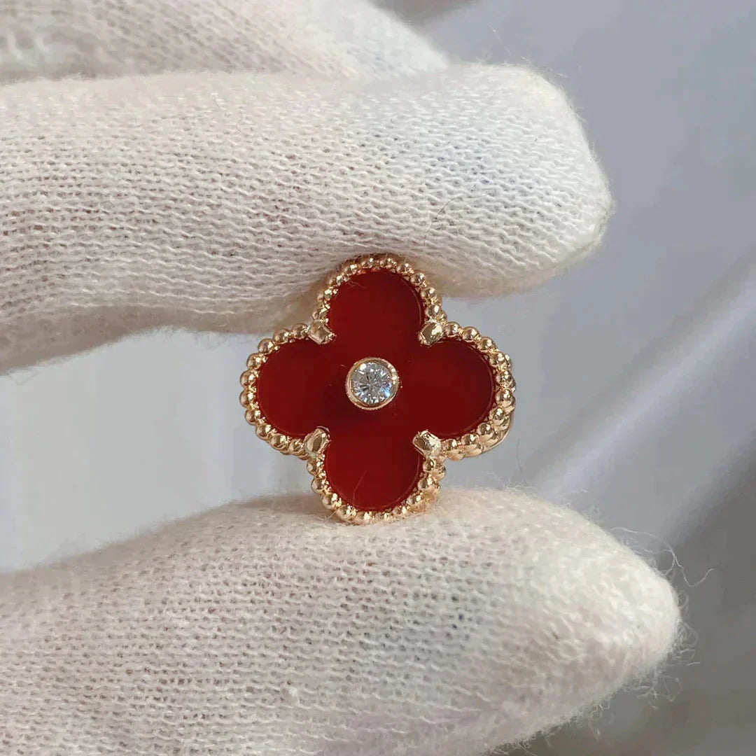 [Echo Fine ]CLOVER MEDIUM 1 MOTIFS CARNELIAN  DIAMOND earrings