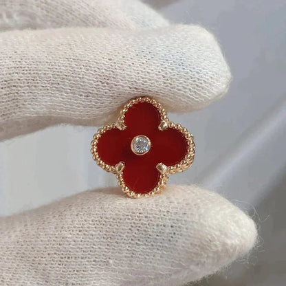 [Echo Fine ]CLOVER MEDIUM 1 MOTIFS CARNELIAN  DIAMOND earrings