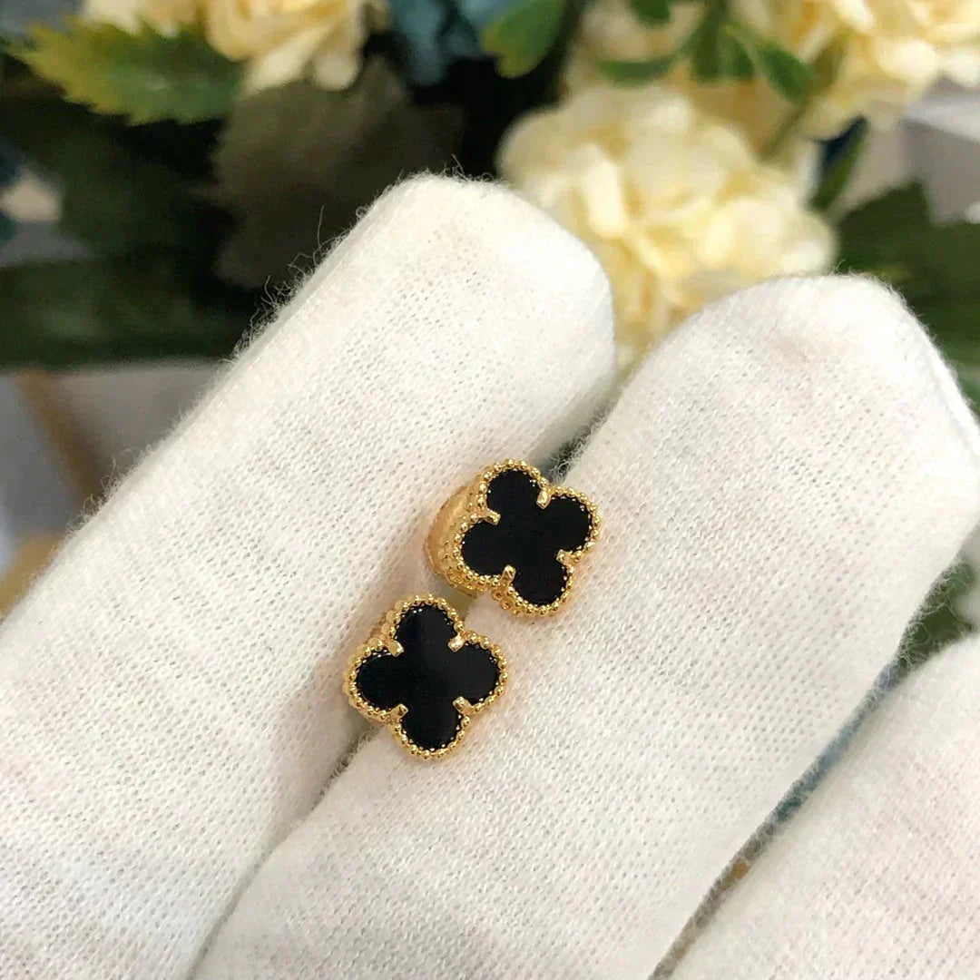 [Echo Fine ]CLOVER MINI 9.5MM BLACK MOP EARRINGS
