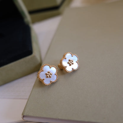 [Echo Fine ]LUCKY PINK GOLD WHITE MOP EARRINGS