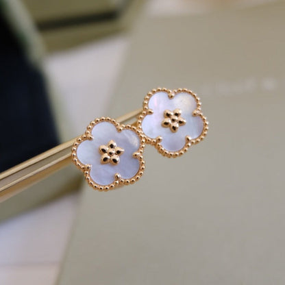 [Echo Fine ]LUCKY PINK GOLD WHITE MOP EARRINGS