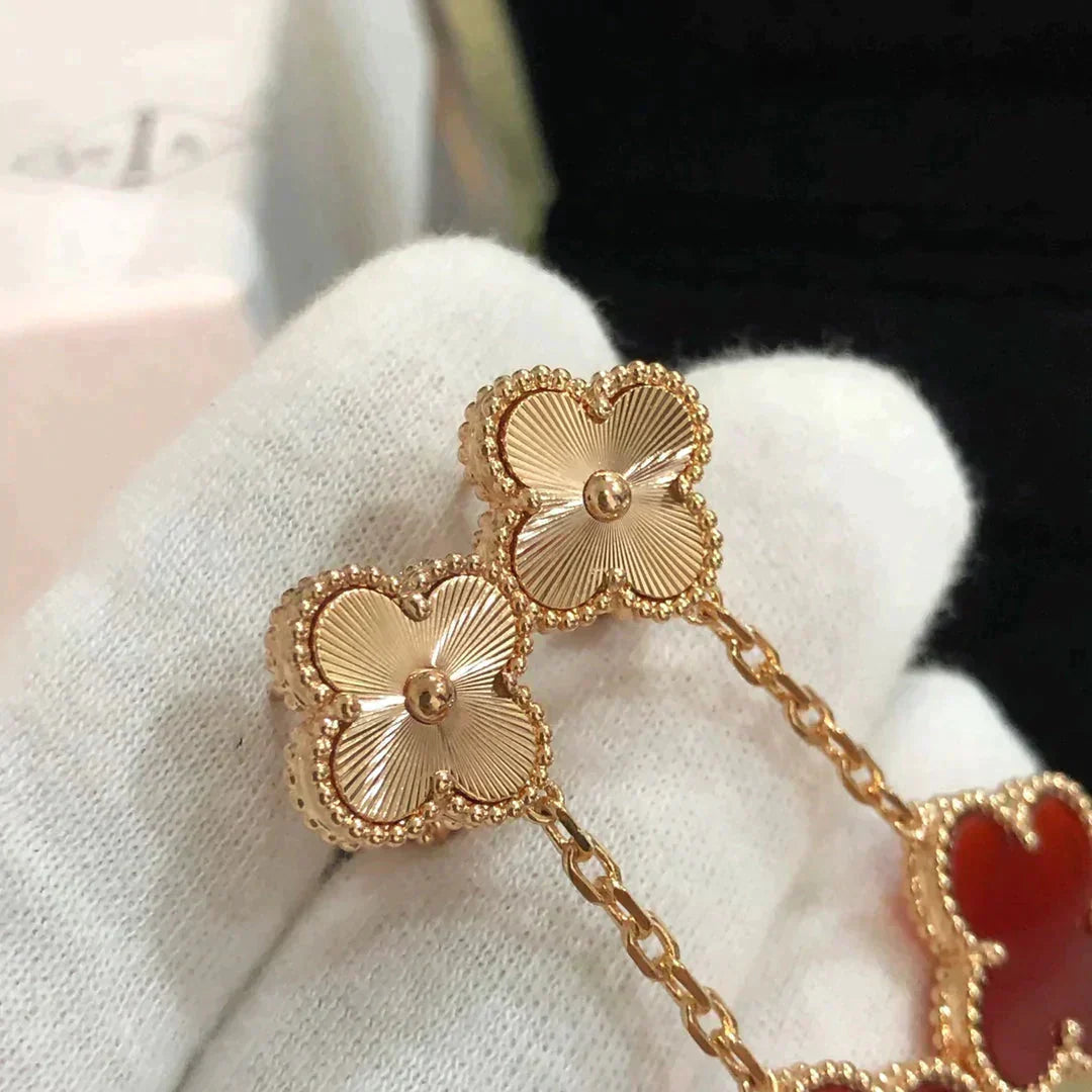 [Echo Fine ]CLOVER 2 MOTIF  LASER CARNELIAN EARRINGS