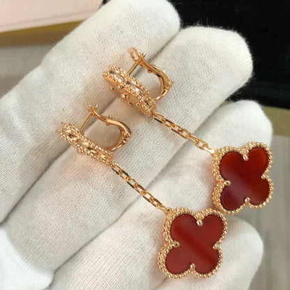 [Echo Fine ]CLOVER 2 MOTIF  LASER CARNELIAN EARRINGS