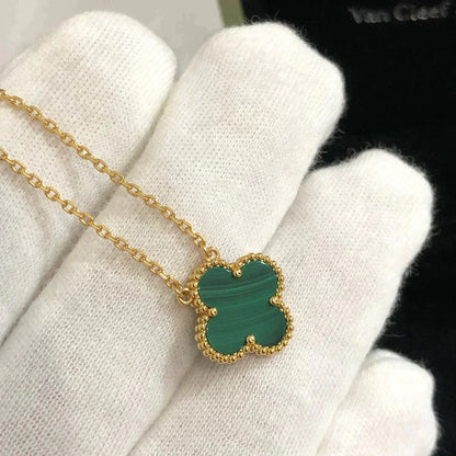 [Echo Fine ]CLOVER 15MM MALACHITE SINGLE FLOWER  NECKLACE