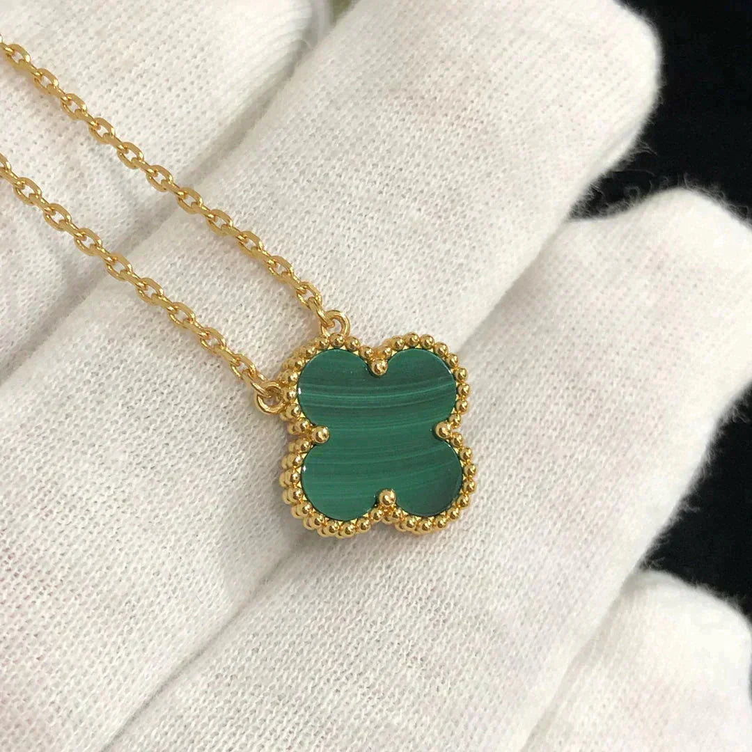 [Echo Fine ]CLOVER 15MM MALACHITE SINGLE FLOWER  NECKLACE