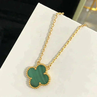 [Echo Fine ]CLOVER 15MM MALACHITE SINGLE FLOWER  NECKLACE