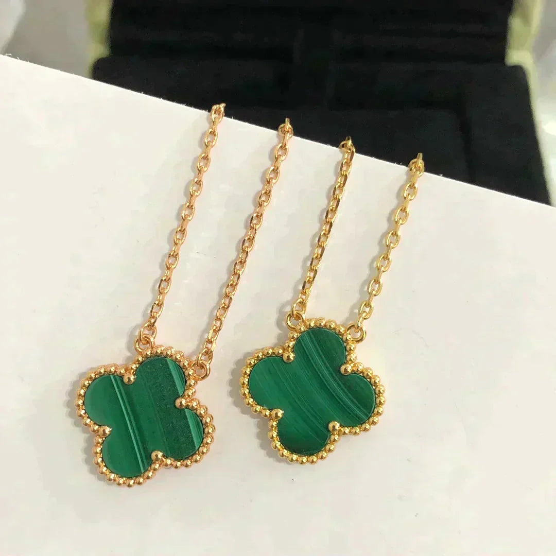 [Echo Fine ]CLOVER 15MM MALACHITE SINGLE FLOWER  NECKLACE