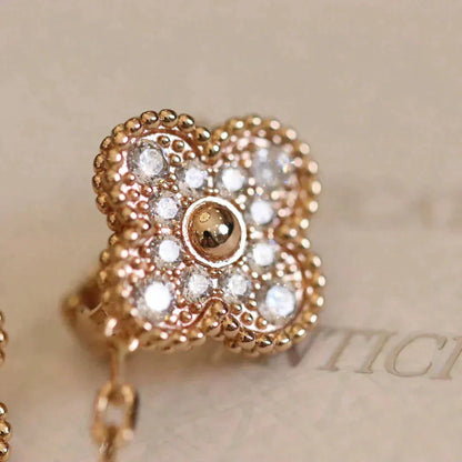 [Echo Fine ]CLOVER MEDIUM 1 MOTIFS FUll DIAMOND EARRINGS