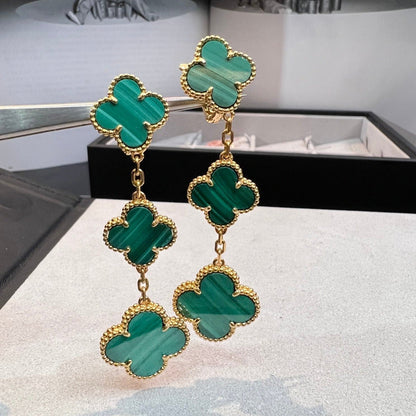 [Echo Fine ]CLOVER MALACHITE 3 MOTIFS GOLD