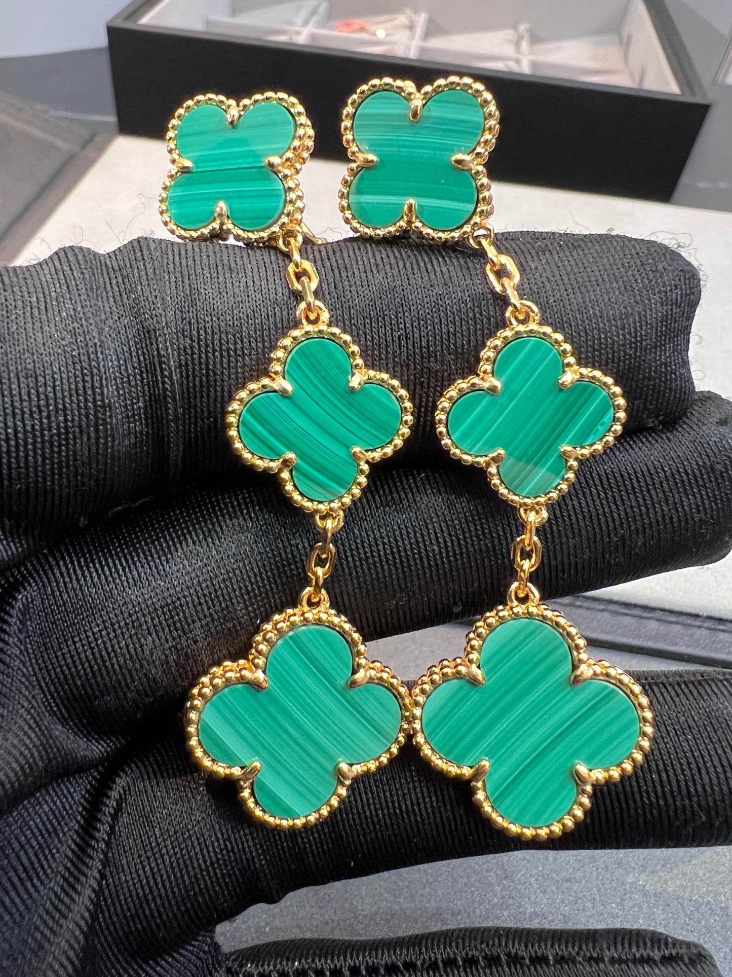 [Echo Fine ]CLOVER MALACHITE 3 MOTIFS GOLD