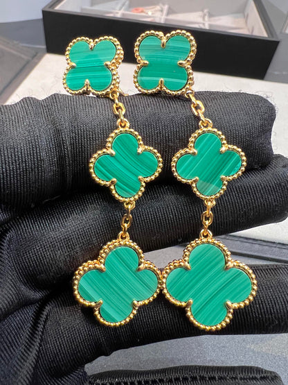 [Echo Fine ]CLOVER MALACHITE 3 MOTIFS GOLD