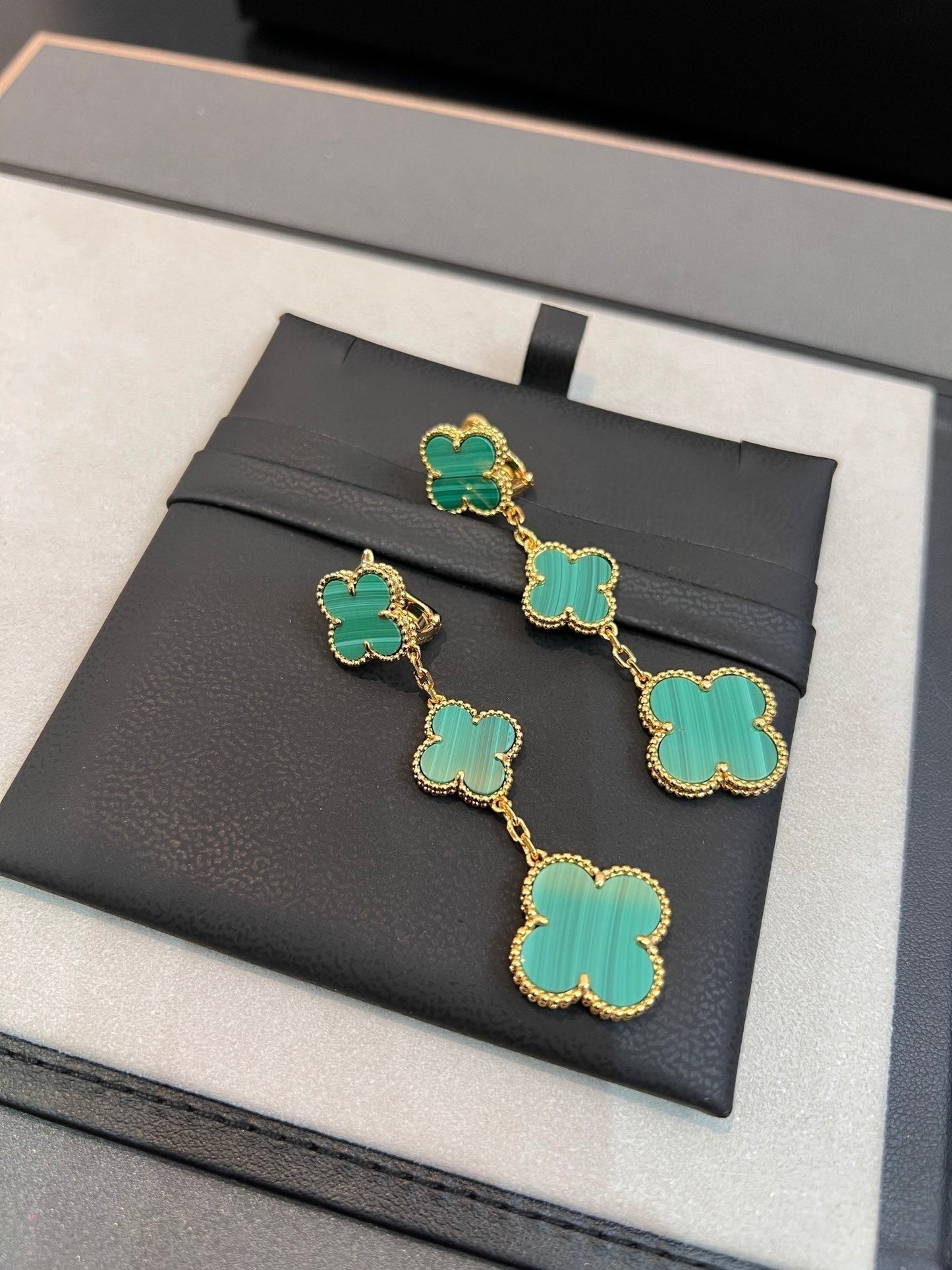 [Echo Fine ]CLOVER MALACHITE 3 MOTIFS GOLD