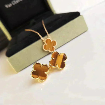 [Echo Fine ]CLOVER MEDIUM 1 MOTIFS TIGER EYE EARRINGS