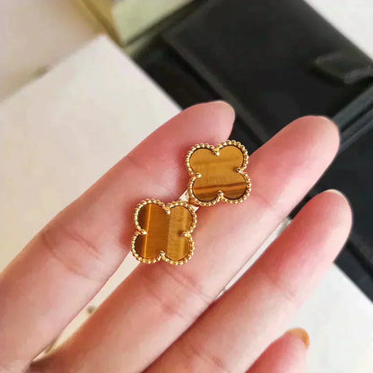 [Echo Fine ]CLOVER MEDIUM 1 MOTIFS TIGER EYE EARRINGS