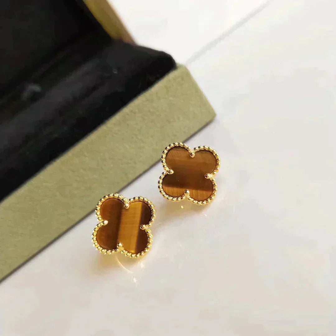 [Echo Fine ]CLOVER MEDIUM 1 MOTIFS TIGER EYE EARRINGS