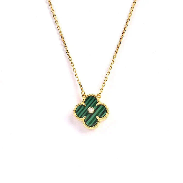 [Echo Fine ]CLOVER 15MM DIAMOND TURQUOISE NECKLACE