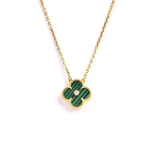 [Echo Fine ]CLOVER 15MM DIAMOND TURQUOISE NECKLACE