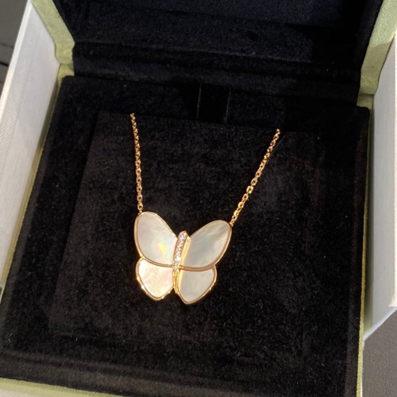 [Echo Fine ]BUTTERFLY GOLD MOP DIAMOND NECKLACE