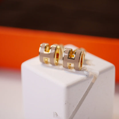 [Echo Fine ]MINI POP H GOLD EARRINGS GREY