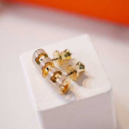 [Echo Fine ]MINI POP H GOLD EARRINGS GREY
