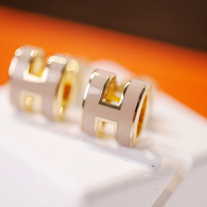 [Echo Fine ]MINI POP H GOLD EARRINGS GREY