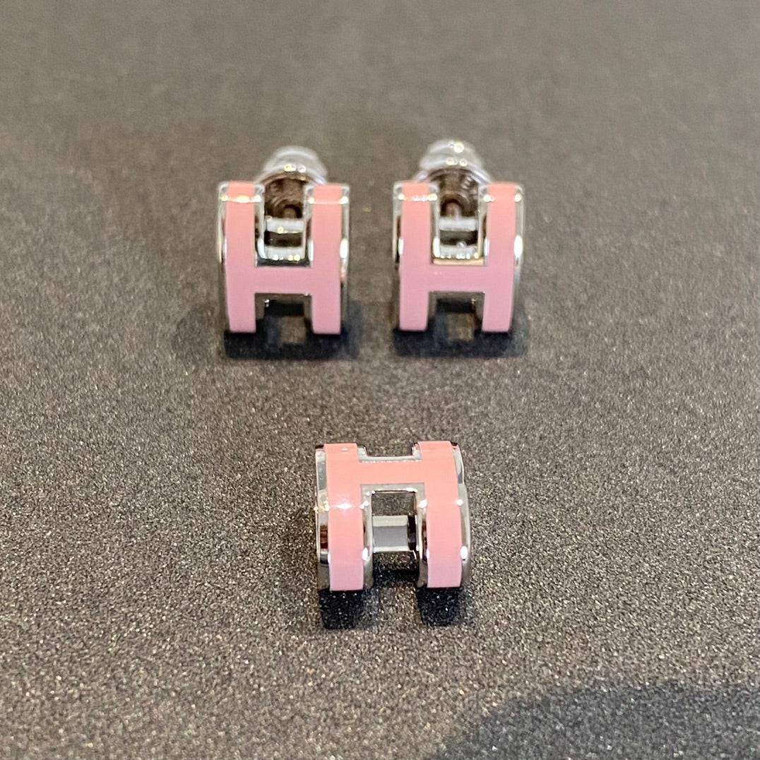 [Echo Fine ]MINI POP H SILVER EARRINGS PINK