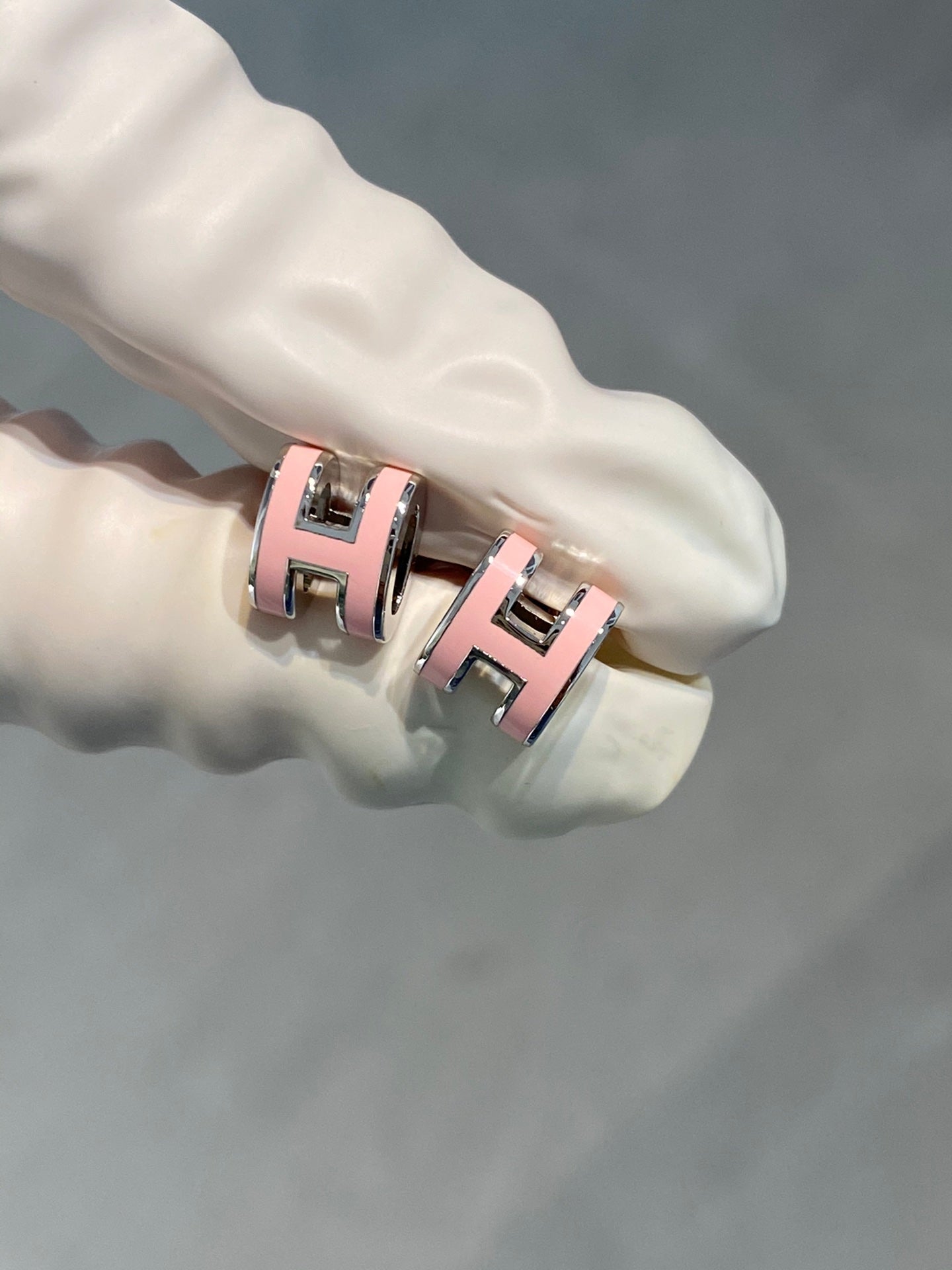 [Echo Fine ]MINI POP H SILVER EARRINGS PINK
