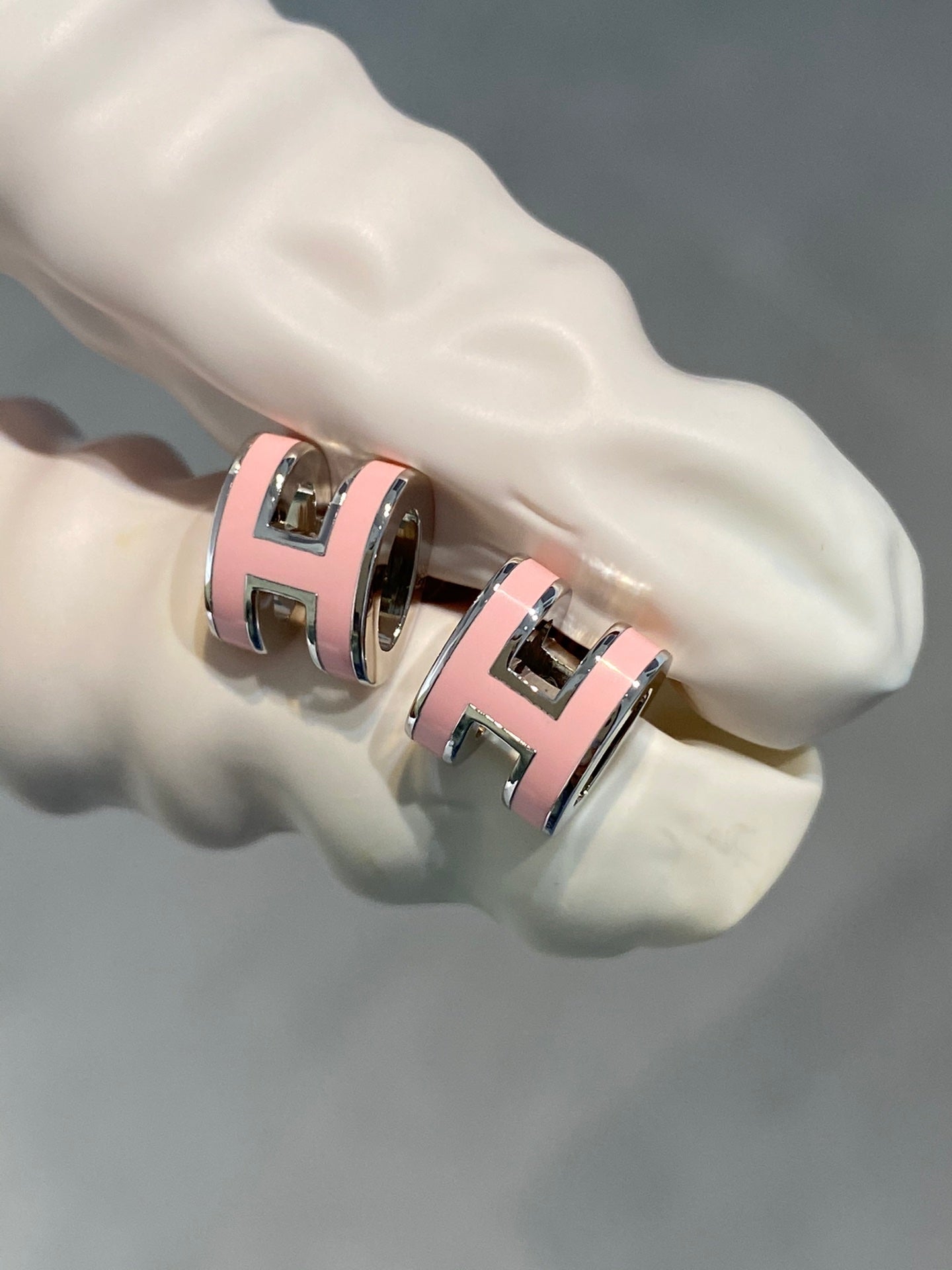 [Echo Fine ]MINI POP H SILVER EARRINGS PINK