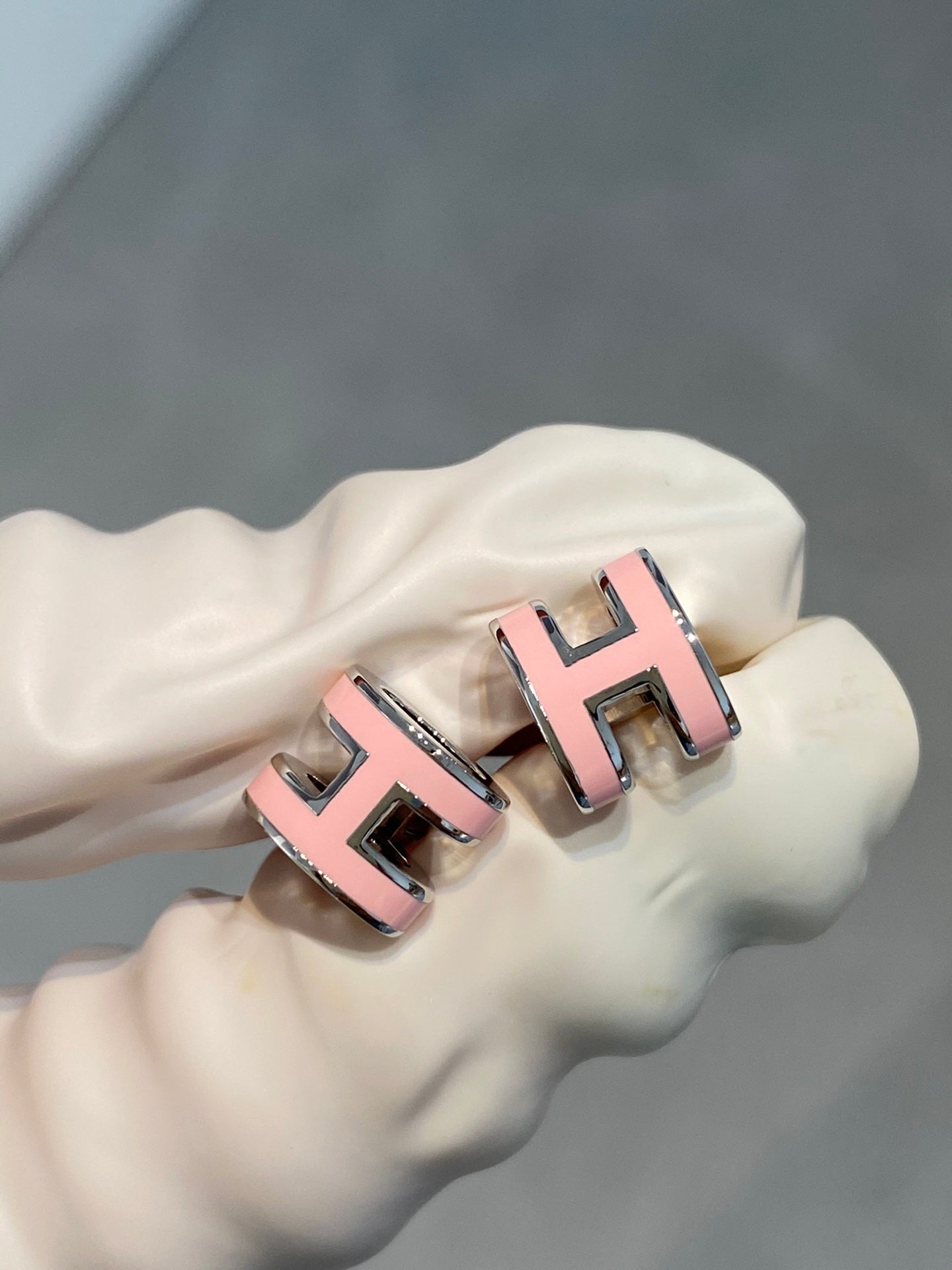 [Echo Fine ]MINI POP H SILVER EARRINGS PINK