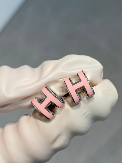 [Echo Fine ]MINI POP H SILVER EARRINGS PINK