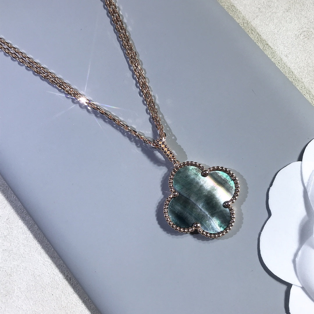 [Echo Fine ]CLOVER 25MM GOLD DARK MOP BIG CLOVER NECKLACE