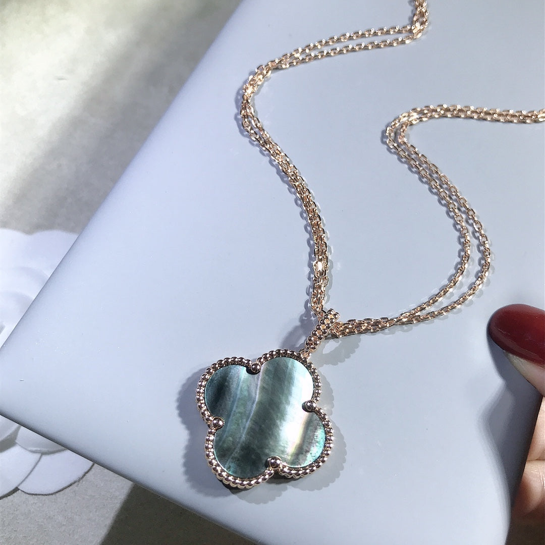 [Echo Fine ]CLOVER 25MM GOLD DARK MOP BIG CLOVER NECKLACE