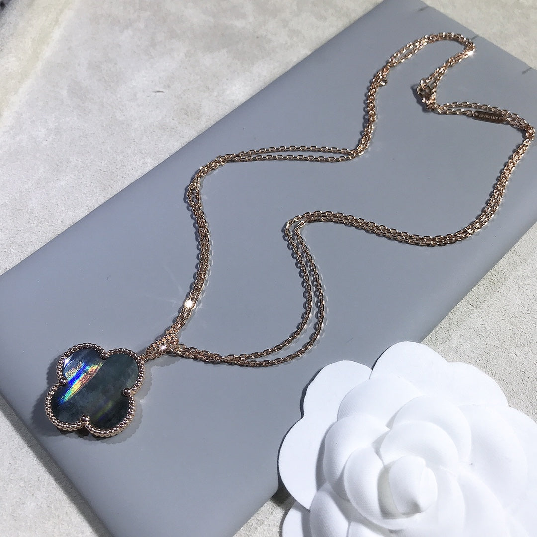 [Echo Fine ]CLOVER 25MM GOLD DARK MOP BIG CLOVER NECKLACE