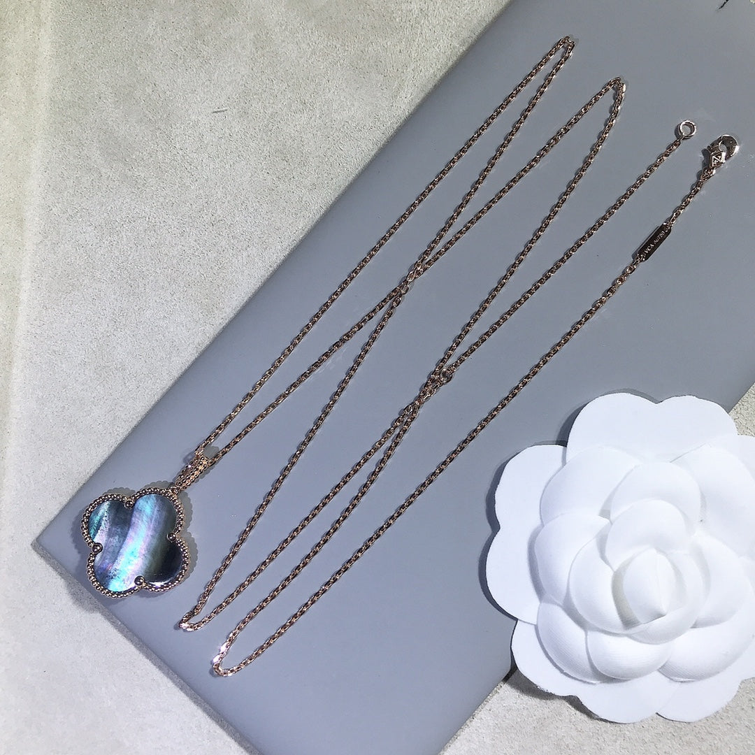 [Echo Fine ]CLOVER 25MM GOLD DARK MOP BIG CLOVER NECKLACE