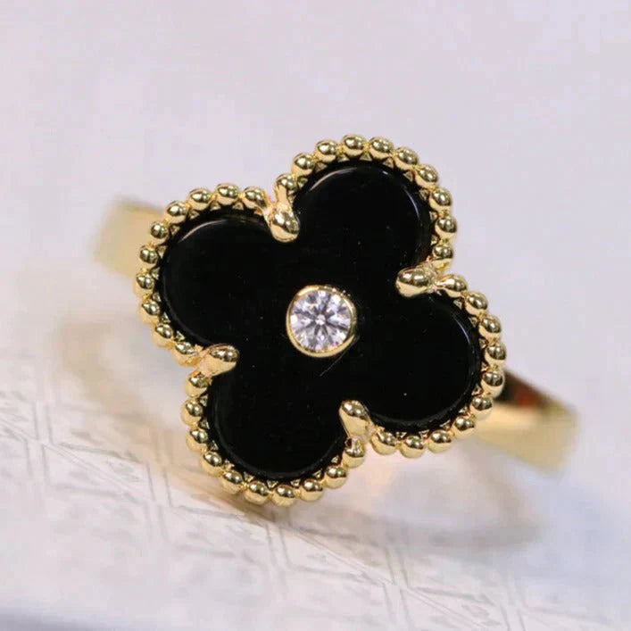 [Echo Fine ]CLOVER ONYX RING GOLD DIAMOND