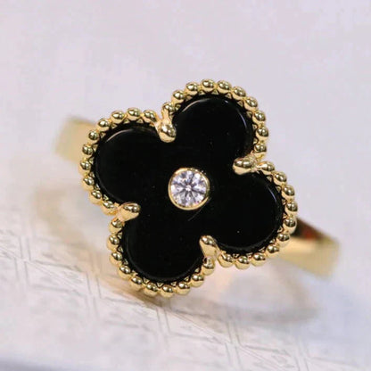 [Echo Fine ]CLOVER ONYX RING GOLD DIAMOND